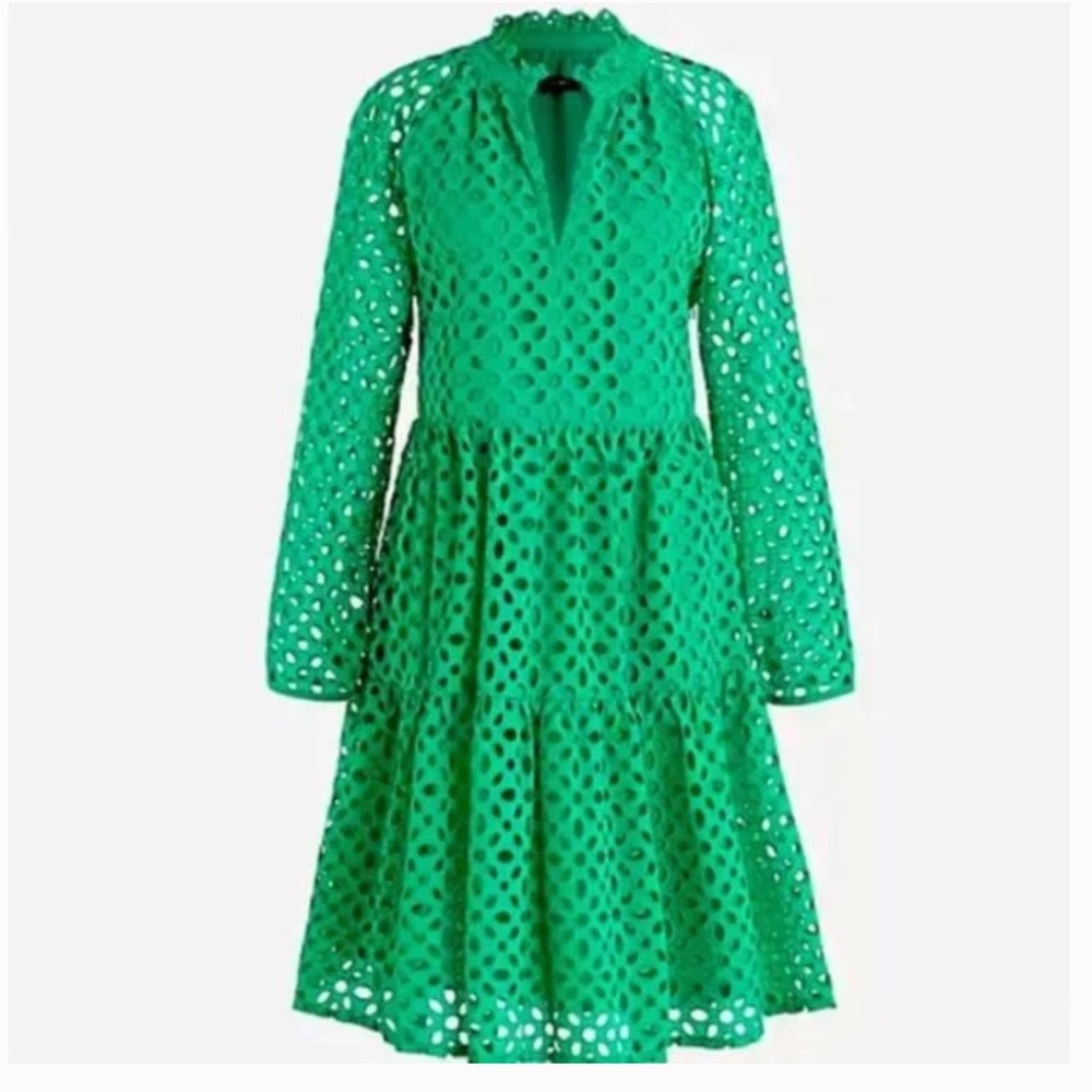 J Crew eyelet tiered popover dress